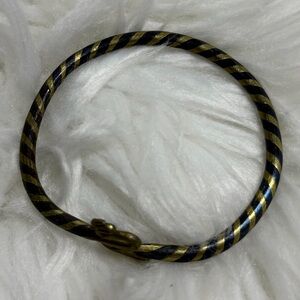 Twisted Black and Gold Bangle Bracelet